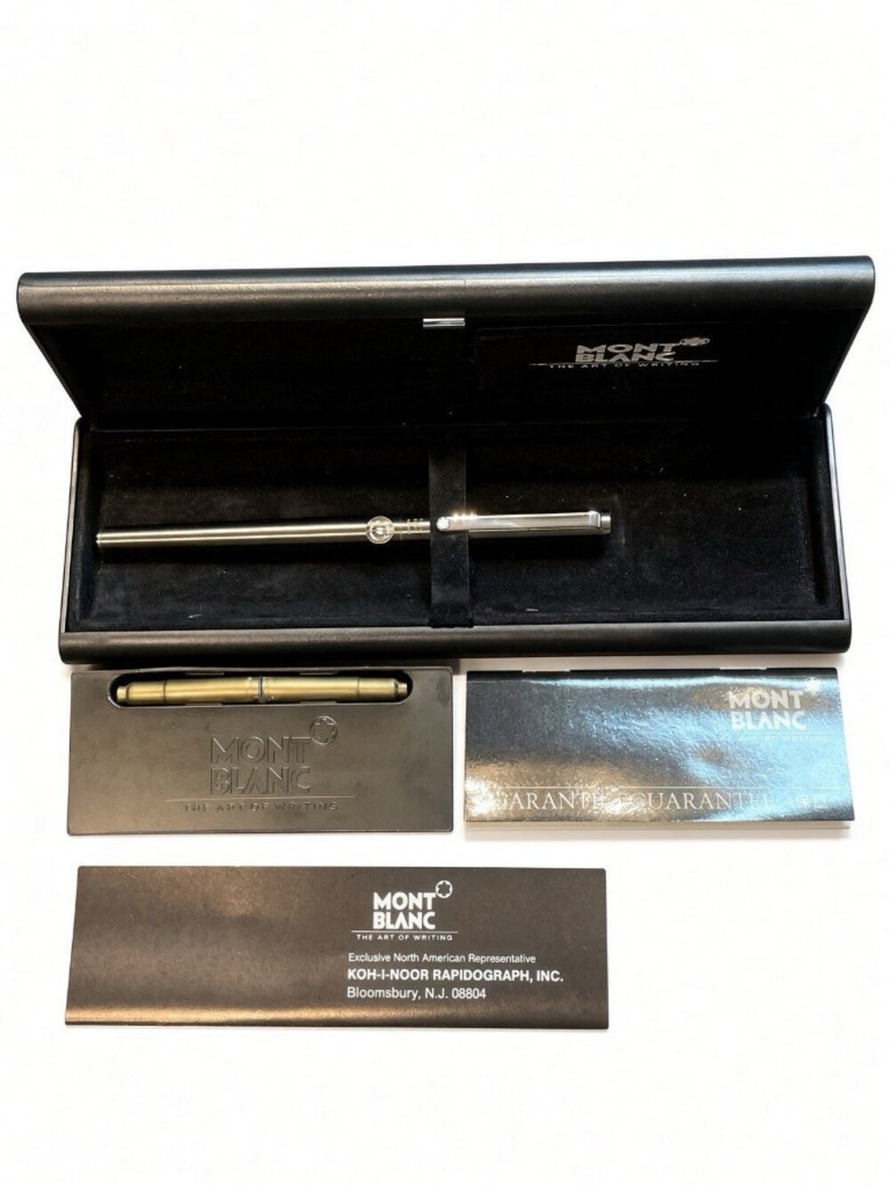Vintage Montblanc Noblesse Slimline Fountain Pen NOS Gunmetal Steel Box